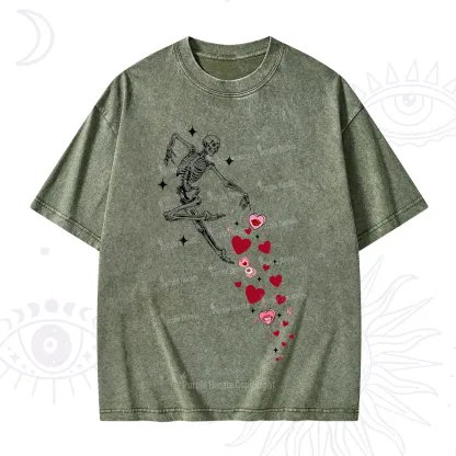 Purplehecate Dancing Skeleton of Love Valentine Washed T-Shirt