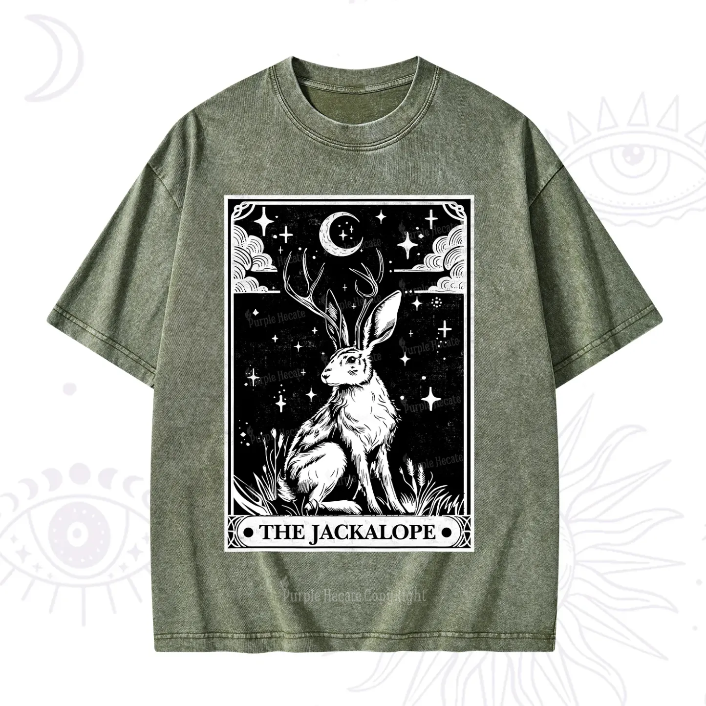 Purplehecate The Jackalope Tarot Washed T-Shirt