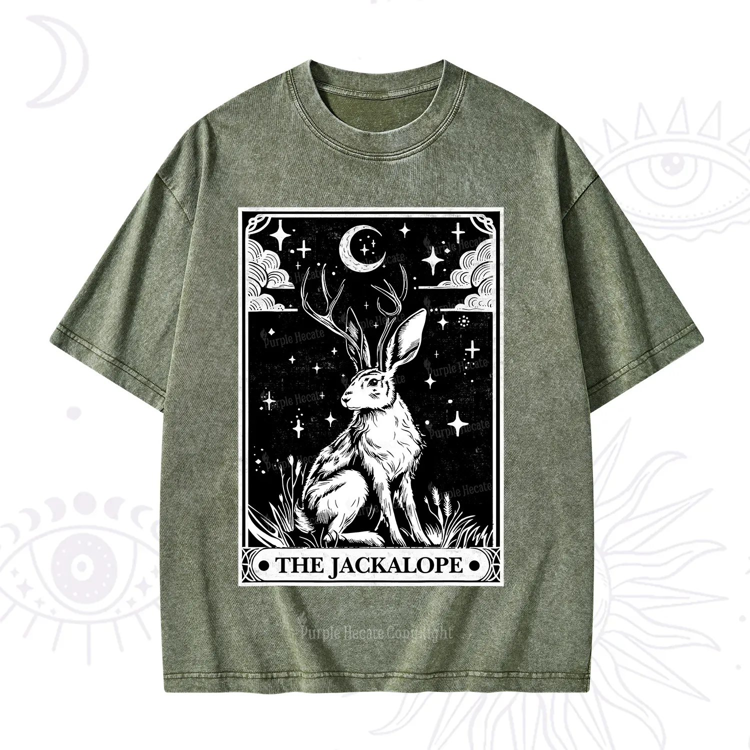 Purplehecate The Jackalope Tarot Washed T-Shirt