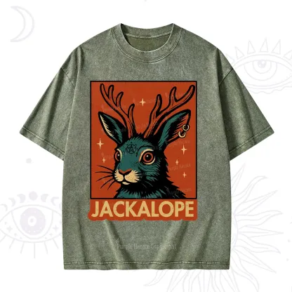 Purplehecate Funny Jackalope Washed T-Shirt