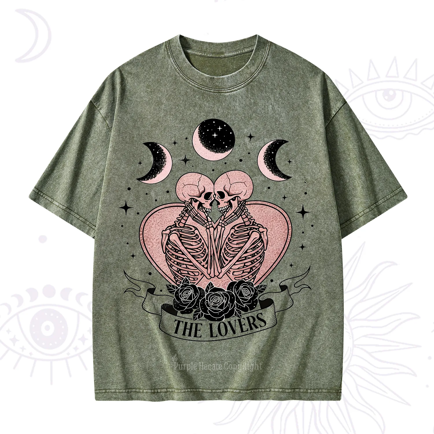 Purplehecate The Lovers of Skeletons Washed T-Shirt