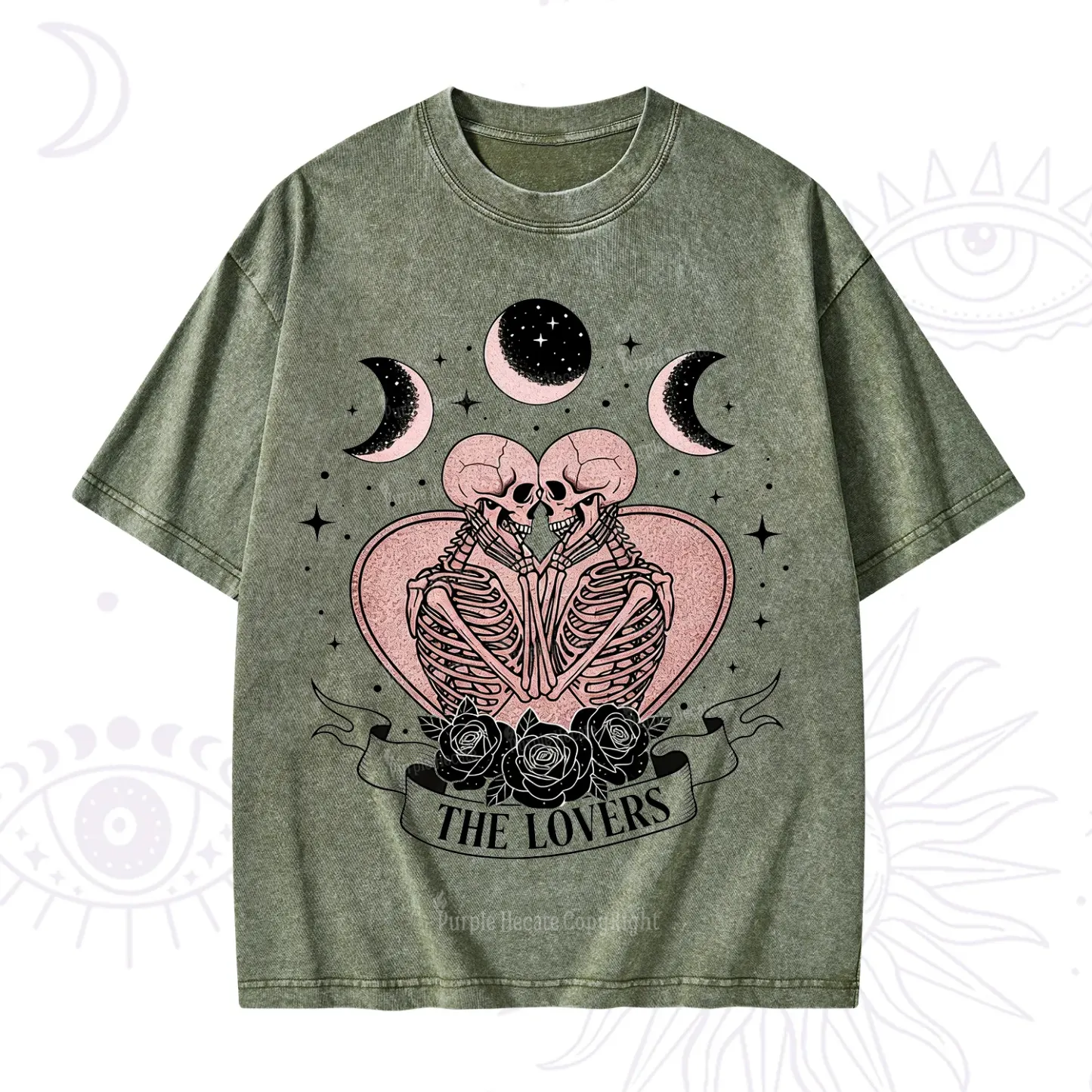 Purplehecate The Lovers of Skeletons Washed T-Shirt