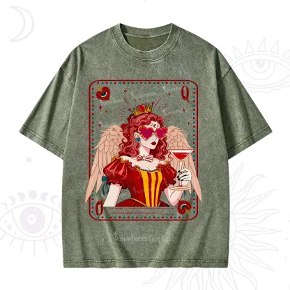 Purplehecate Queen of Hearts Angel Graphic Washed T-Shirt
