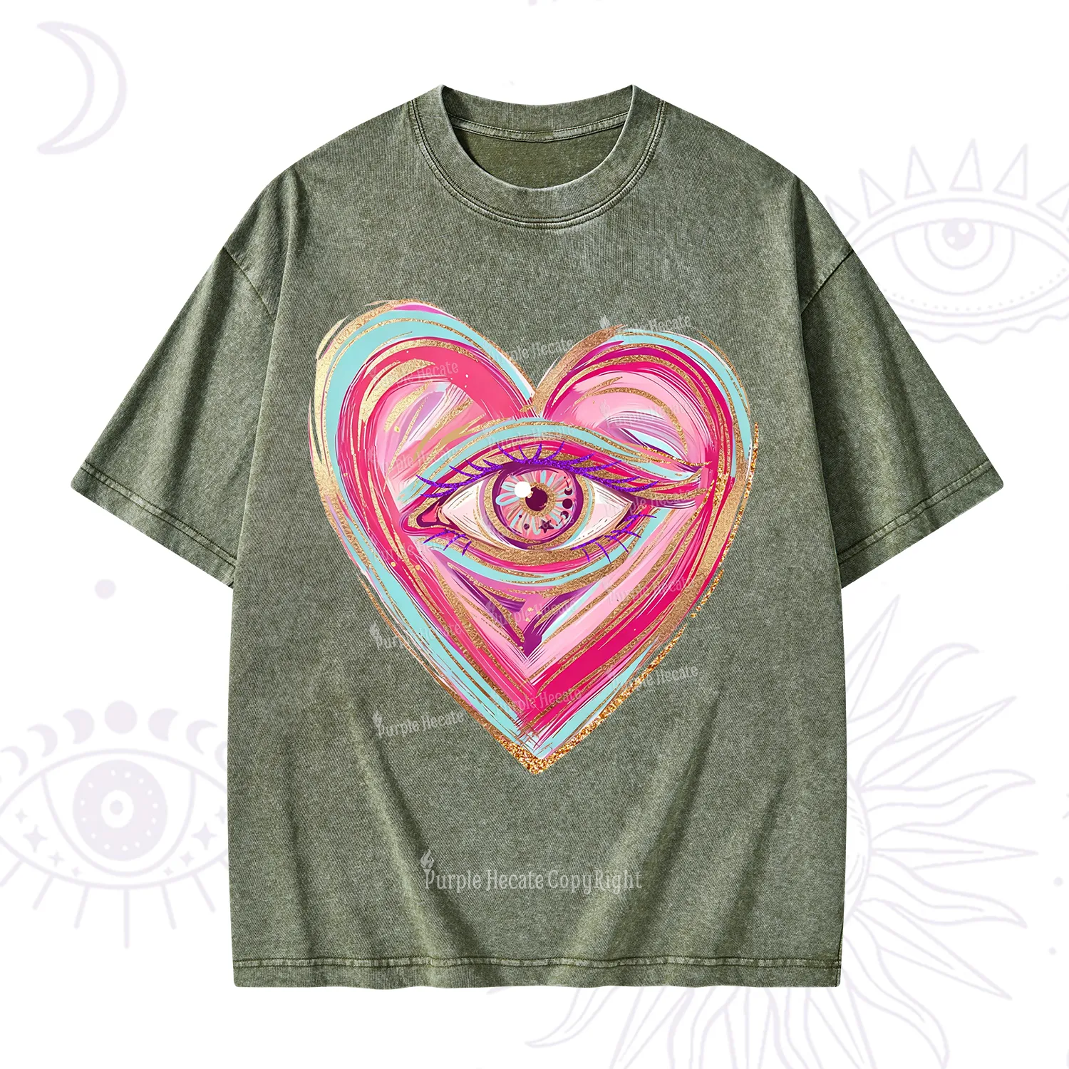 Purplehecate Eyes With Hearth Washed T-Shirt
