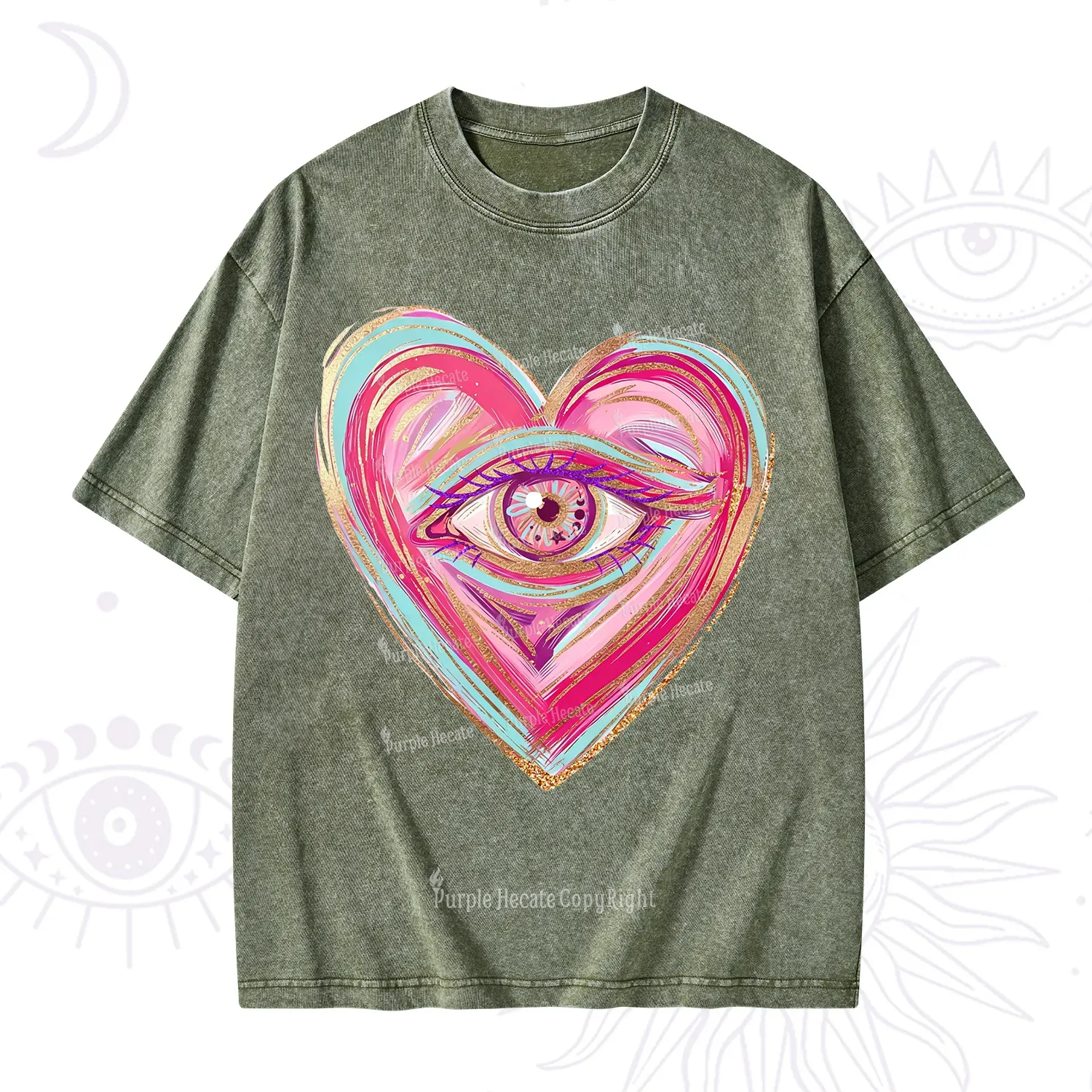 Purplehecate Eyes With Hearth Washed T-Shirt