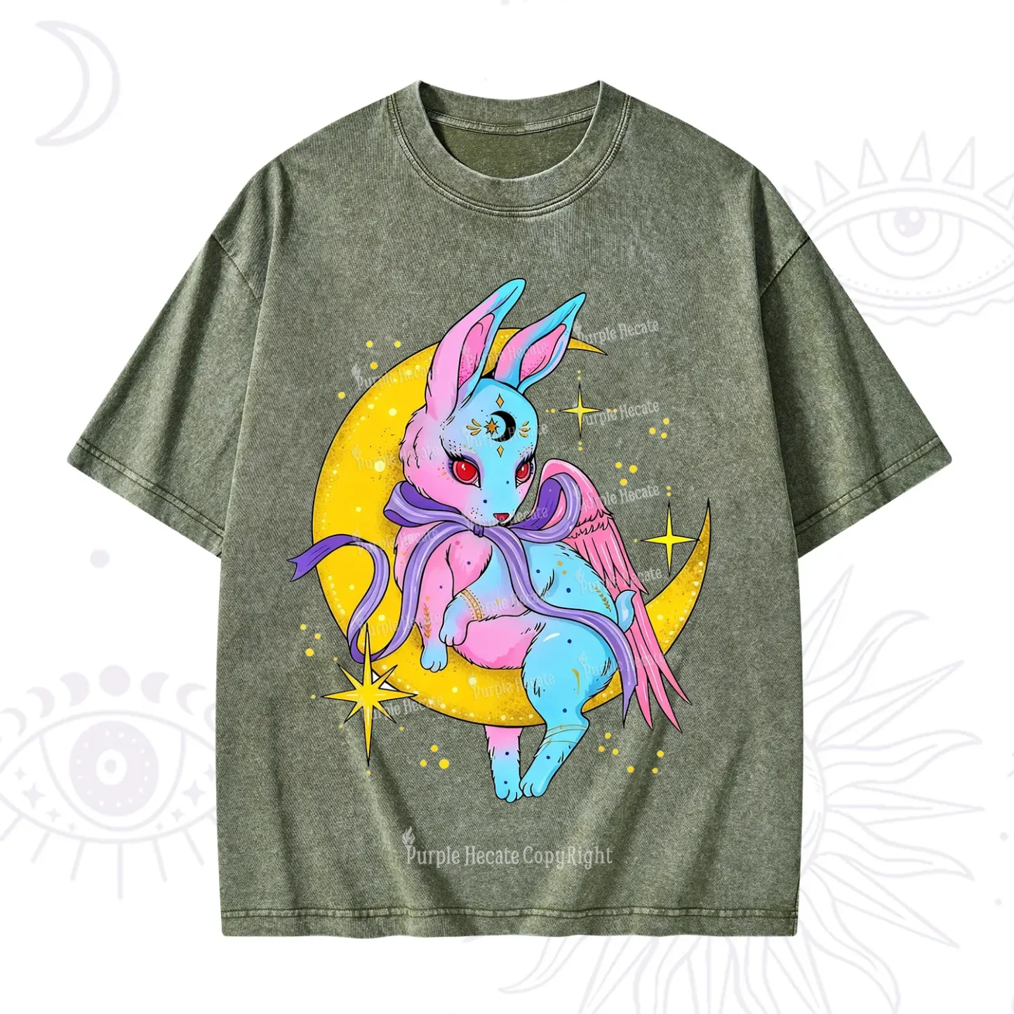 Purplehecate Moonlit Dream Bunny Washed T-Shirt