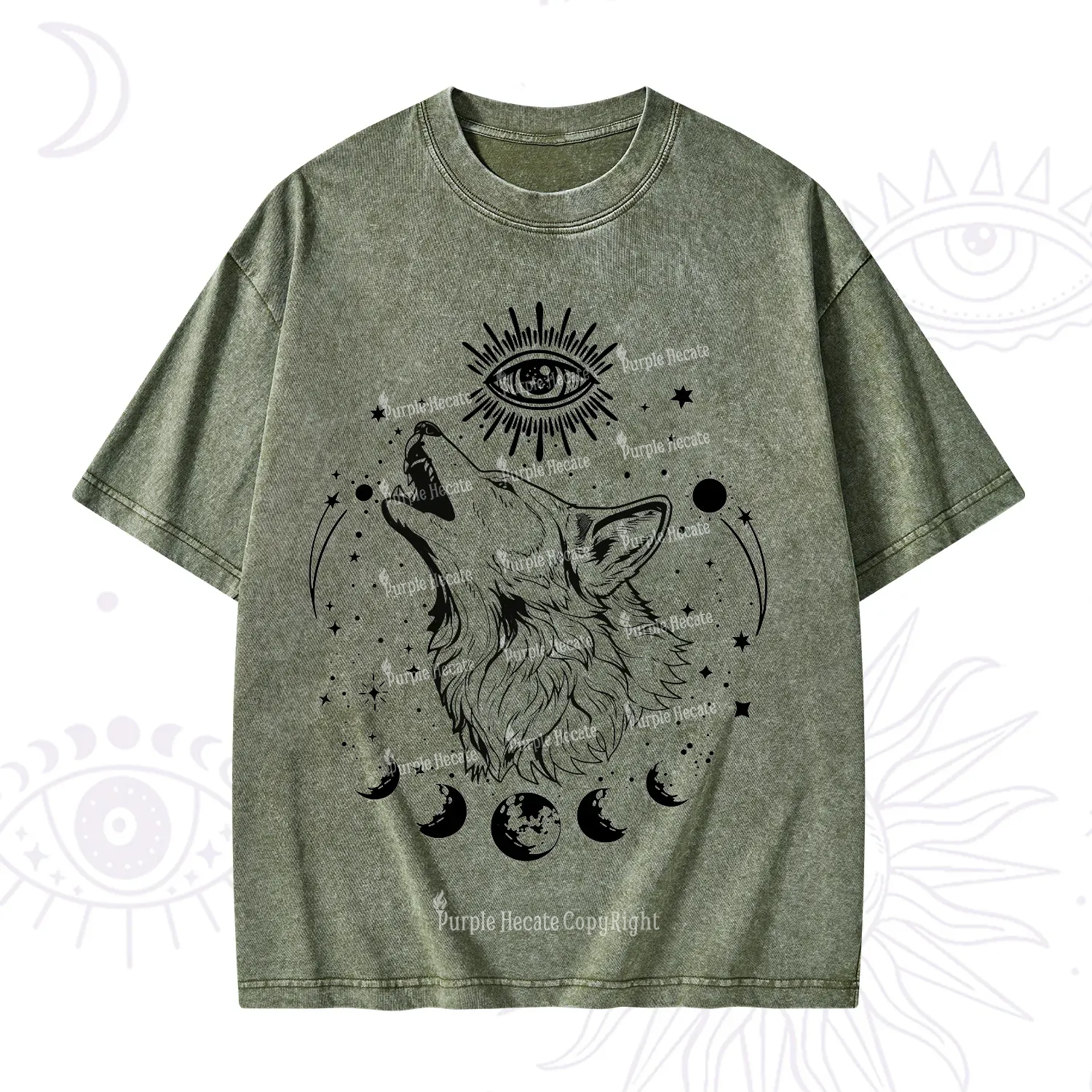 Purplehecate Howling Wolf Washed T-Shirt