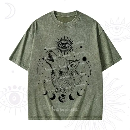 Purplehecate Howling Wolf Washed T-Shirt
