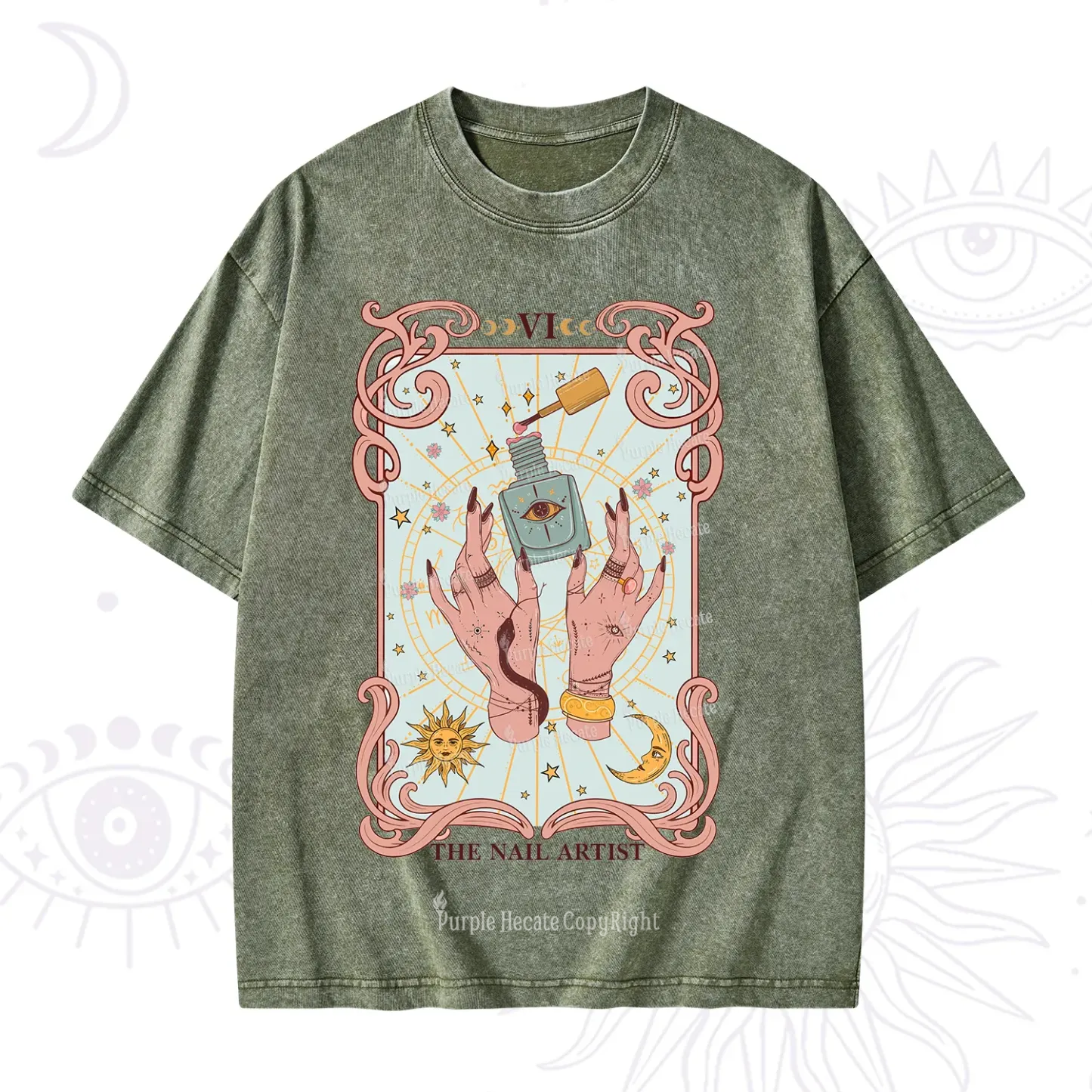 Purplehecate The Nail Artist Tarot Washed T-Shirt