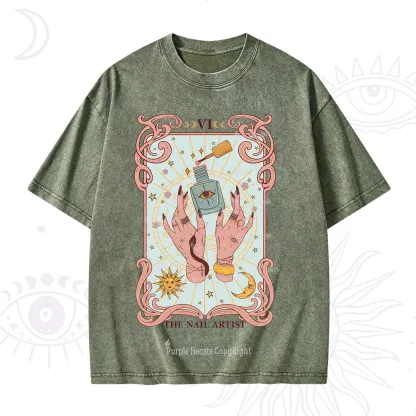 Purplehecate The Nail Artist Tarot Washed T-Shirt