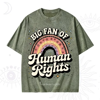 Purplehecate Big Fan Of Human Rights Rainbow Washed T-Shirt