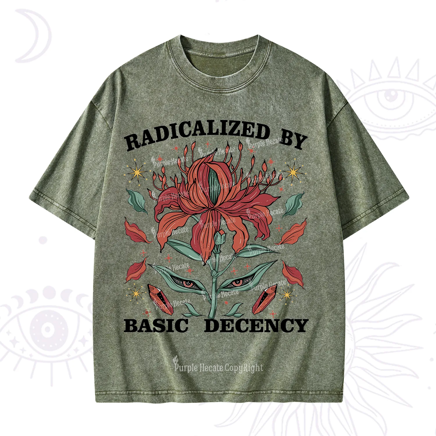 Purplehecate Radicalized By Basic Decency Washed T-Shirt