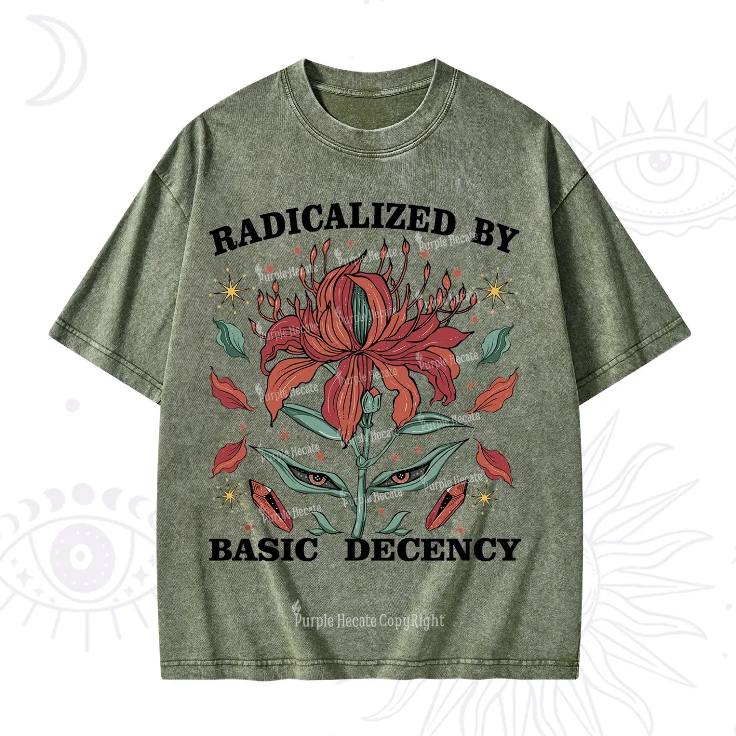 Purplehecate Radicalized By Basic Decency Washed T-Shirt