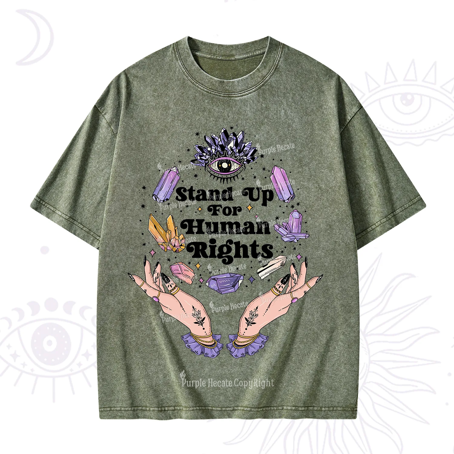 Purplehecate Stand Up For Human Rights Washed T-Shirt