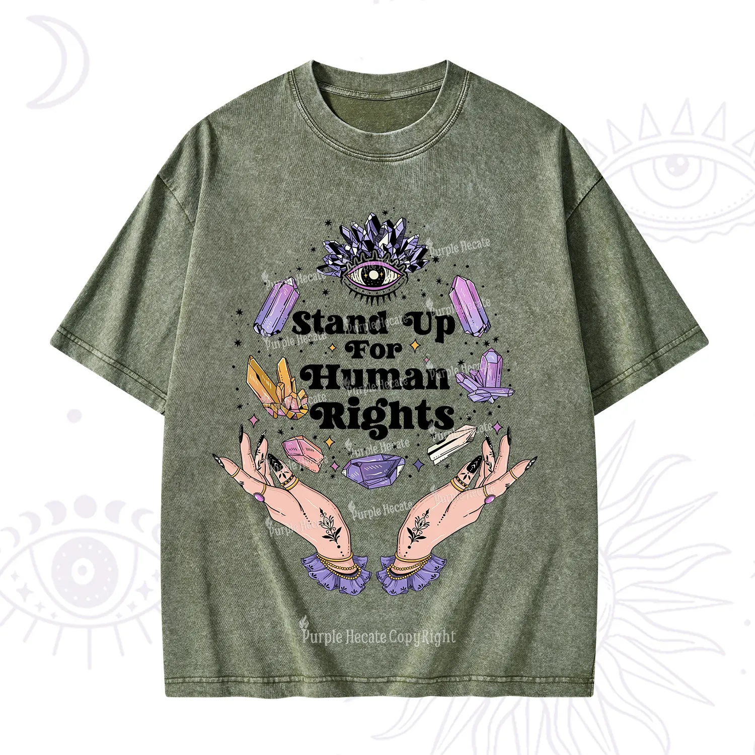 Purplehecate Stand Up For Human Rights Washed T-Shirt
