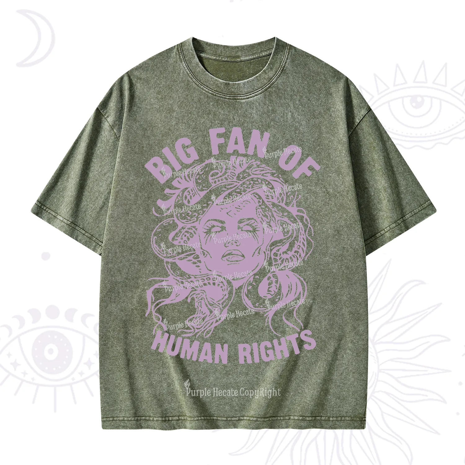 Purplehecate Big Fan of Human Rights Washed T-Shirt