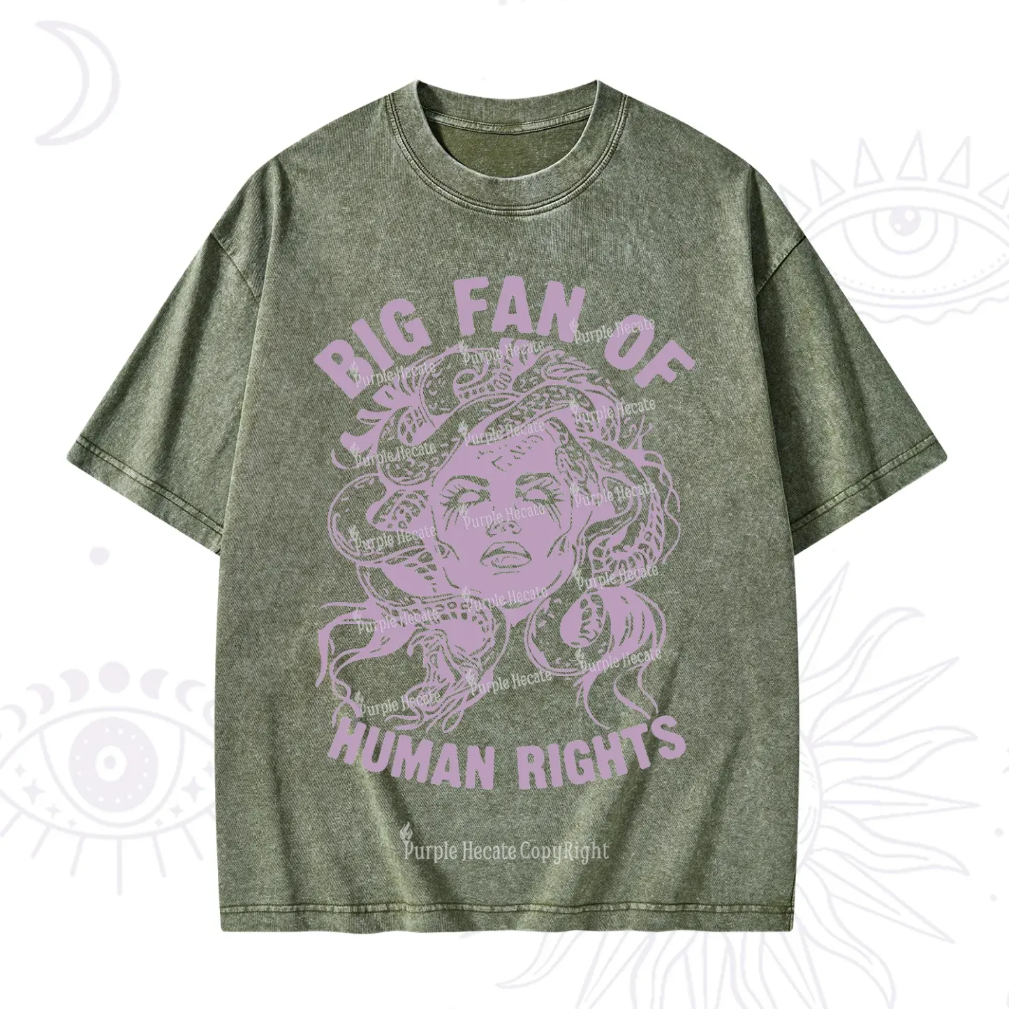 Purplehecate Big Fan of Human Rights Washed T-Shirt