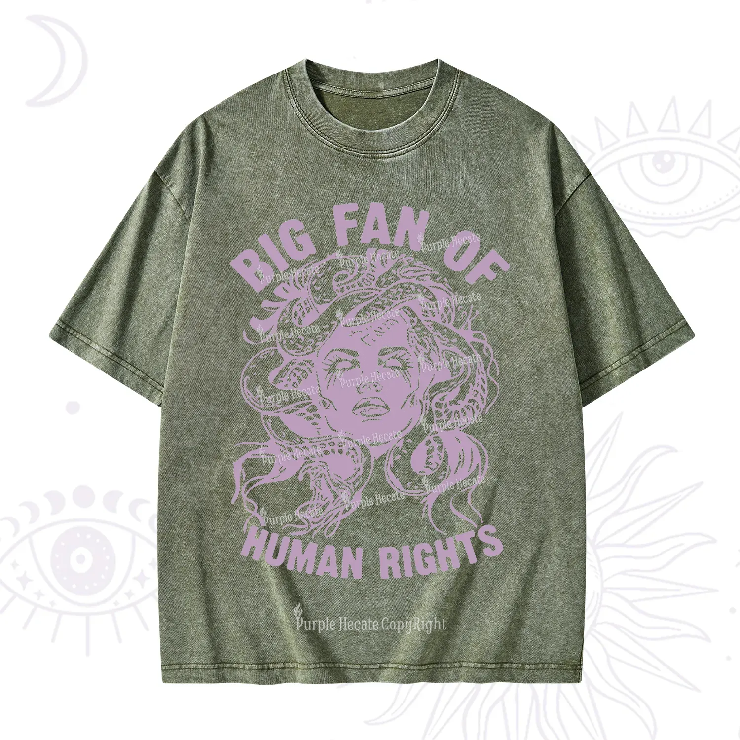 Purplehecate Big Fan of Human Rights Washed T-Shirt
