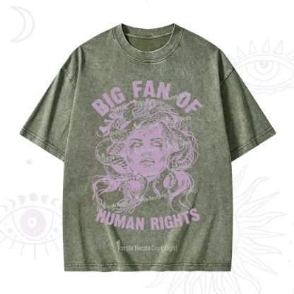 Purplehecate Big Fan of Human Rights Washed T-Shirt