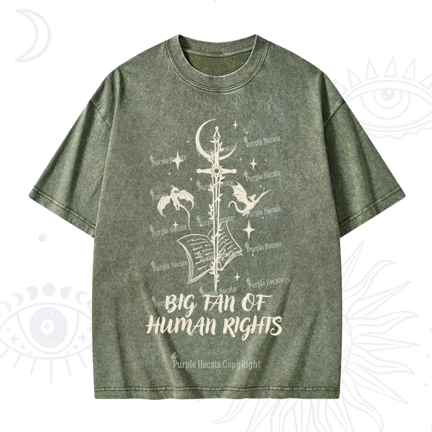 Purplehecate Big Fan Of Human Rights Washed T-Shirt