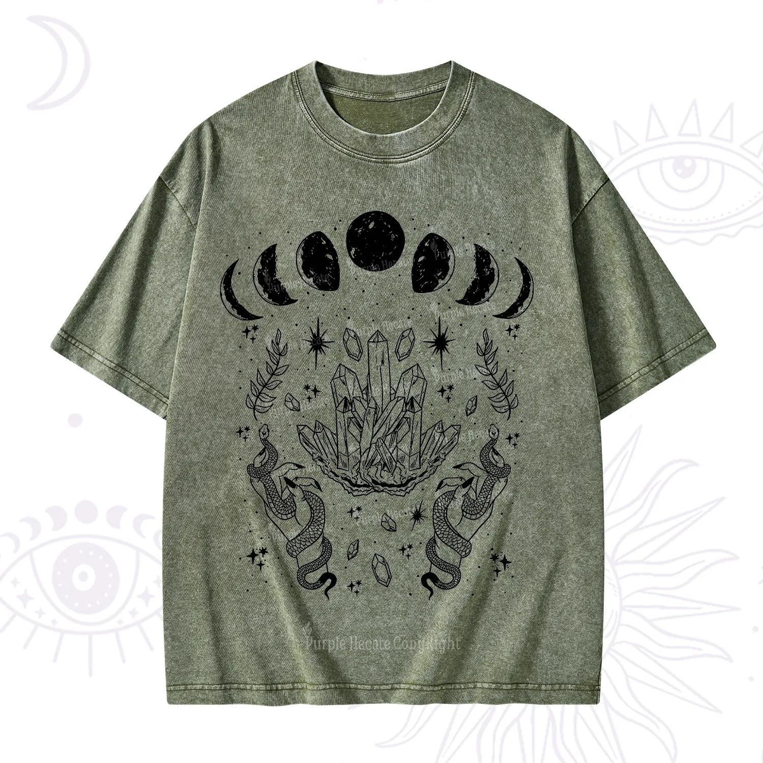 Purplehecate Serpents of the Moon Washed T-Shirt