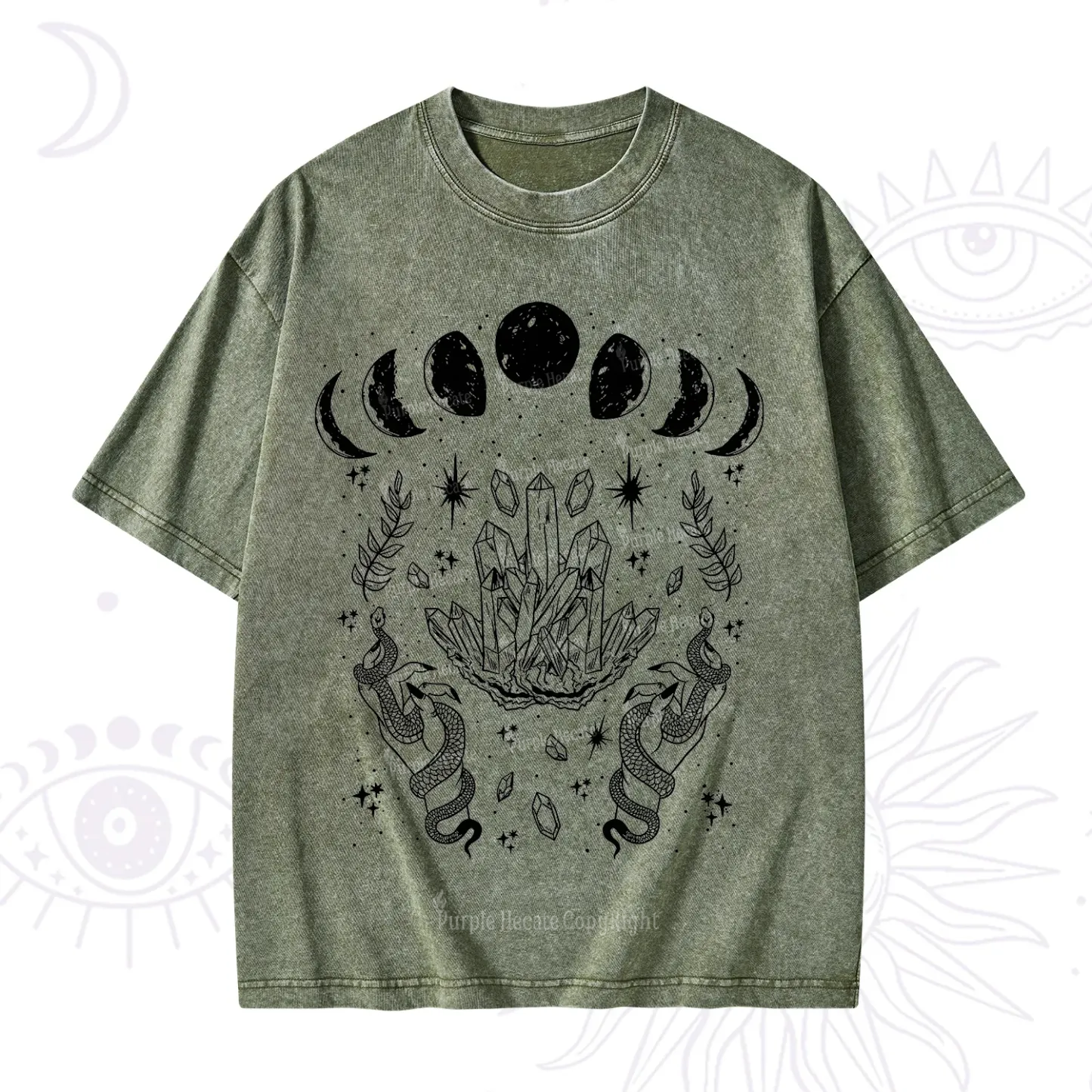 Purplehecate Serpents of the Moon Washed T-Shirt