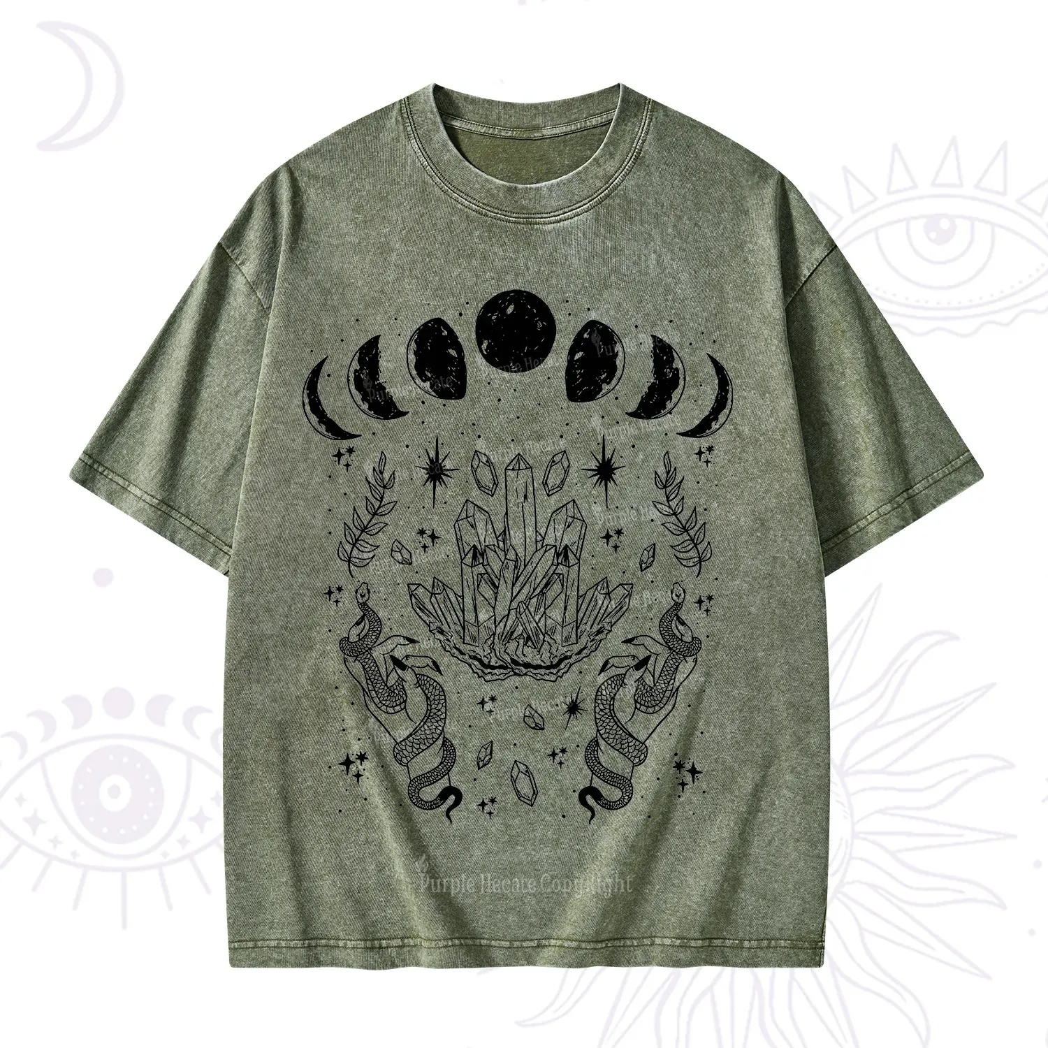 Purplehecate Serpents of the Moon Washed T-Shirt