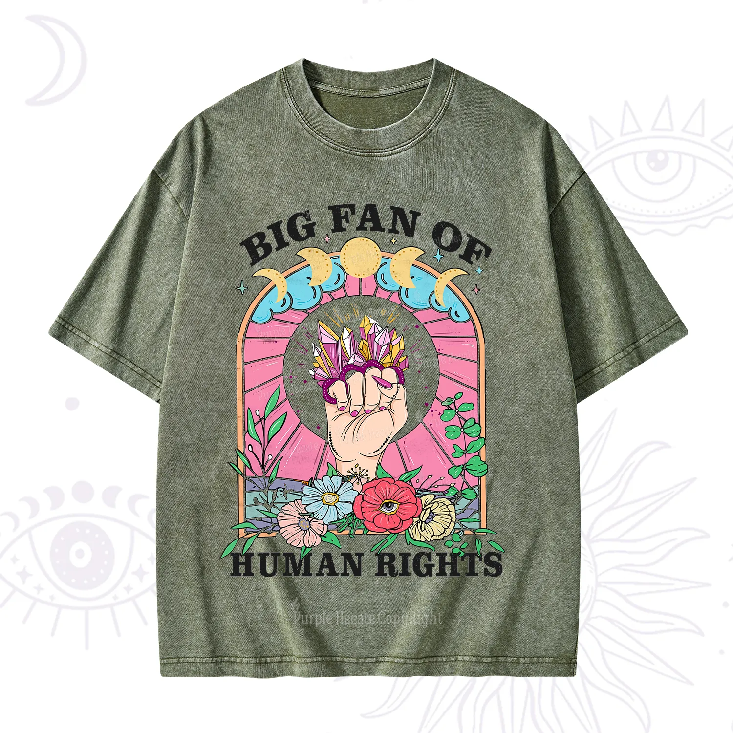 Purplehecate Big Fan of Human Rights Washed T-Shirt