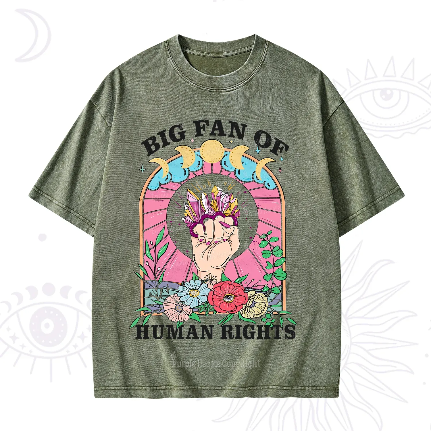 Purplehecate Big Fan of Human Rights Washed T-Shirt