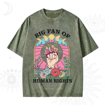 Purplehecate Big Fan of Human Rights Washed T-Shirt