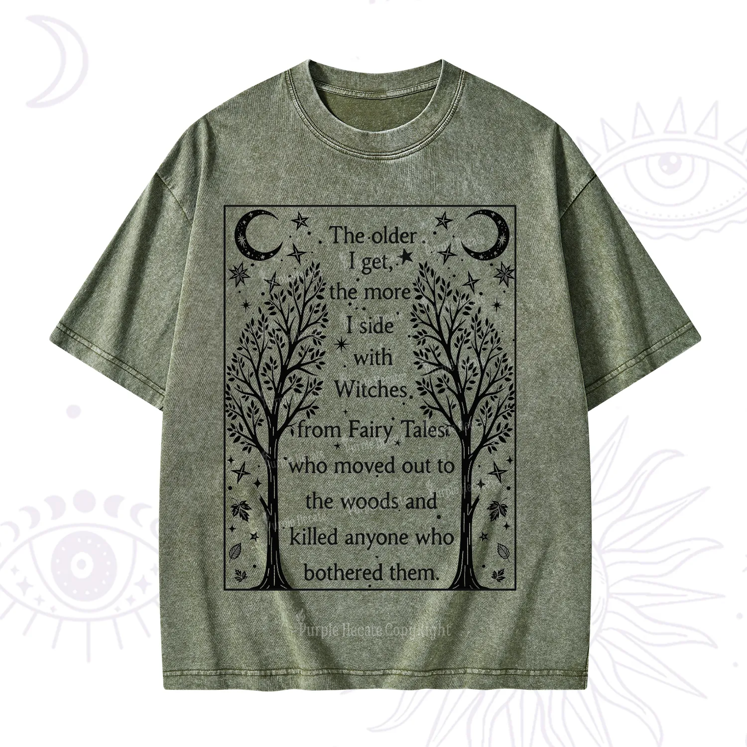Purplehecate Side With Witches Washed T-Shirt