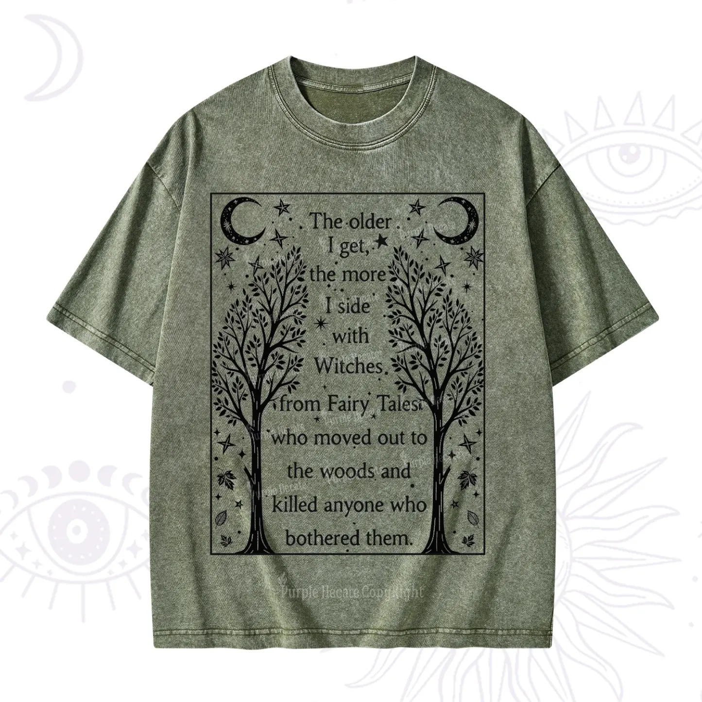 Purplehecate Side With Witches Washed T-Shirt