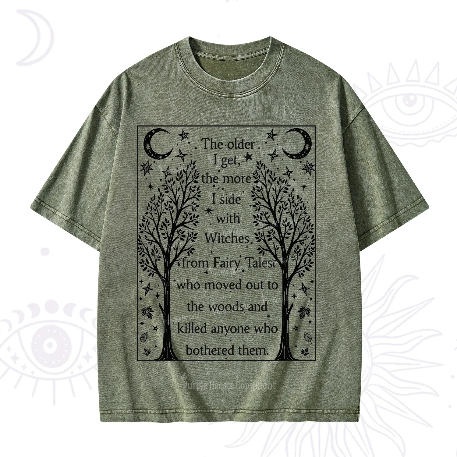 Purplehecate Side With Witches Washed T-Shirt