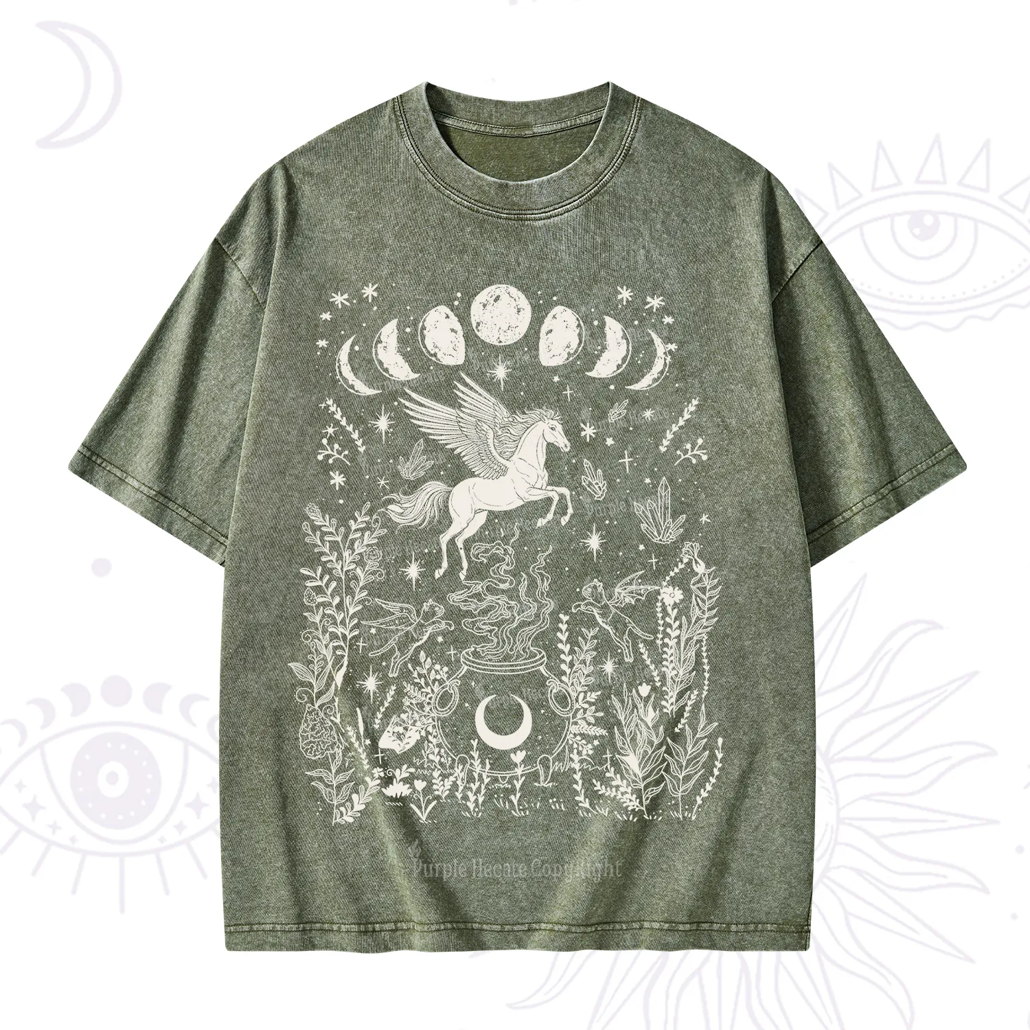 Purplehecate Celestial Pegasus Washed T-Shirt