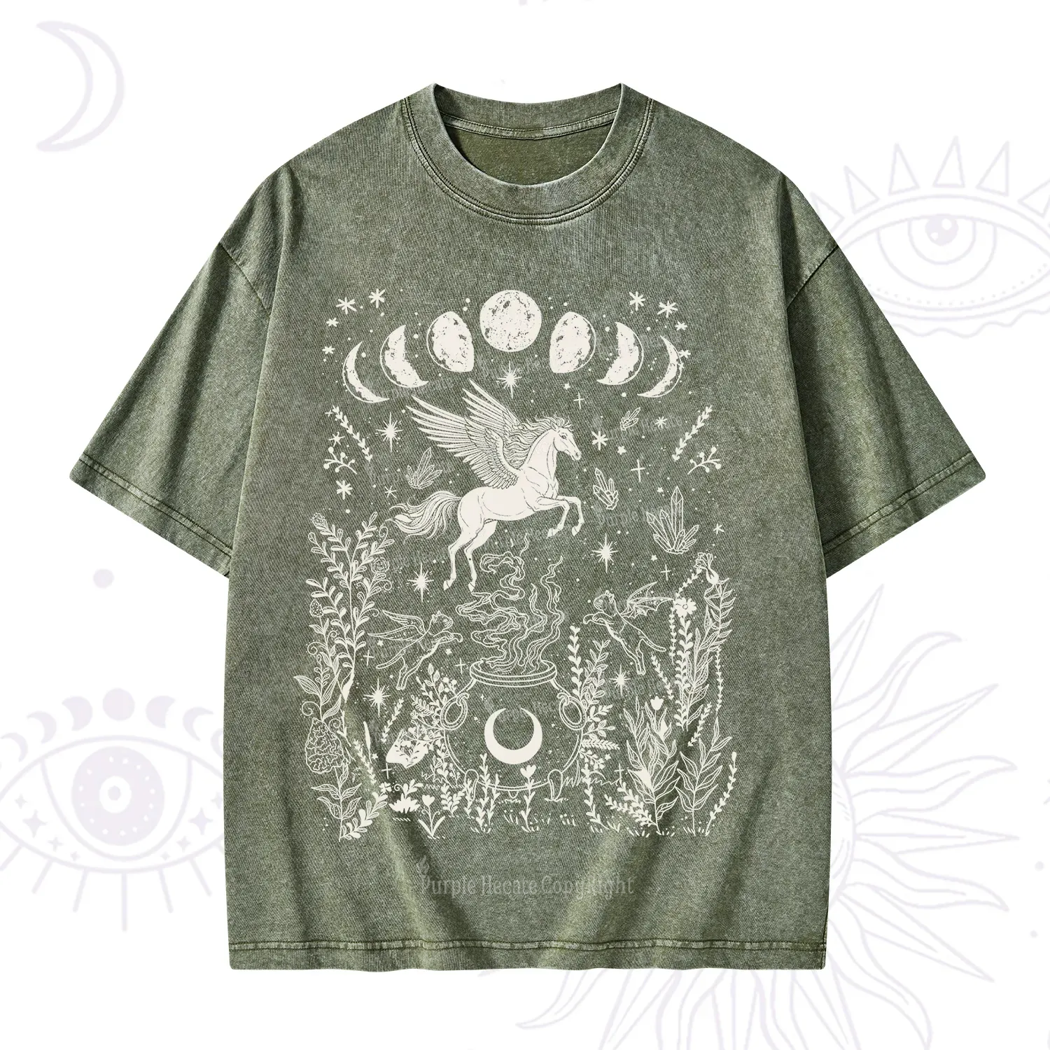 Purplehecate Celestial Pegasus Washed T-Shirt