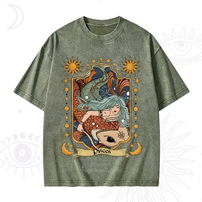 Purplehecate Mystic Pisces Zodiac Washed T-Shirt