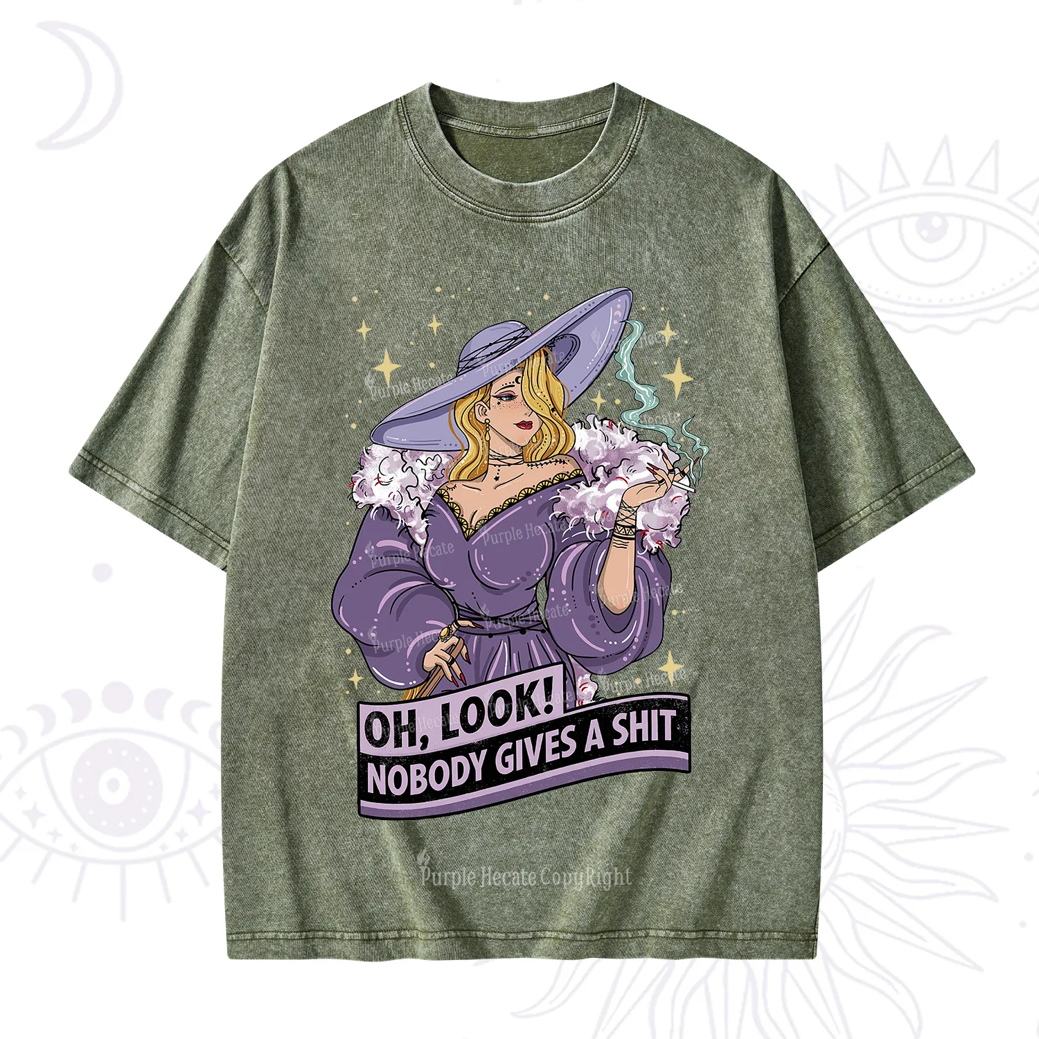 Purplehecate Oh Look Nobody Gives A Shit Washed T-Shirt