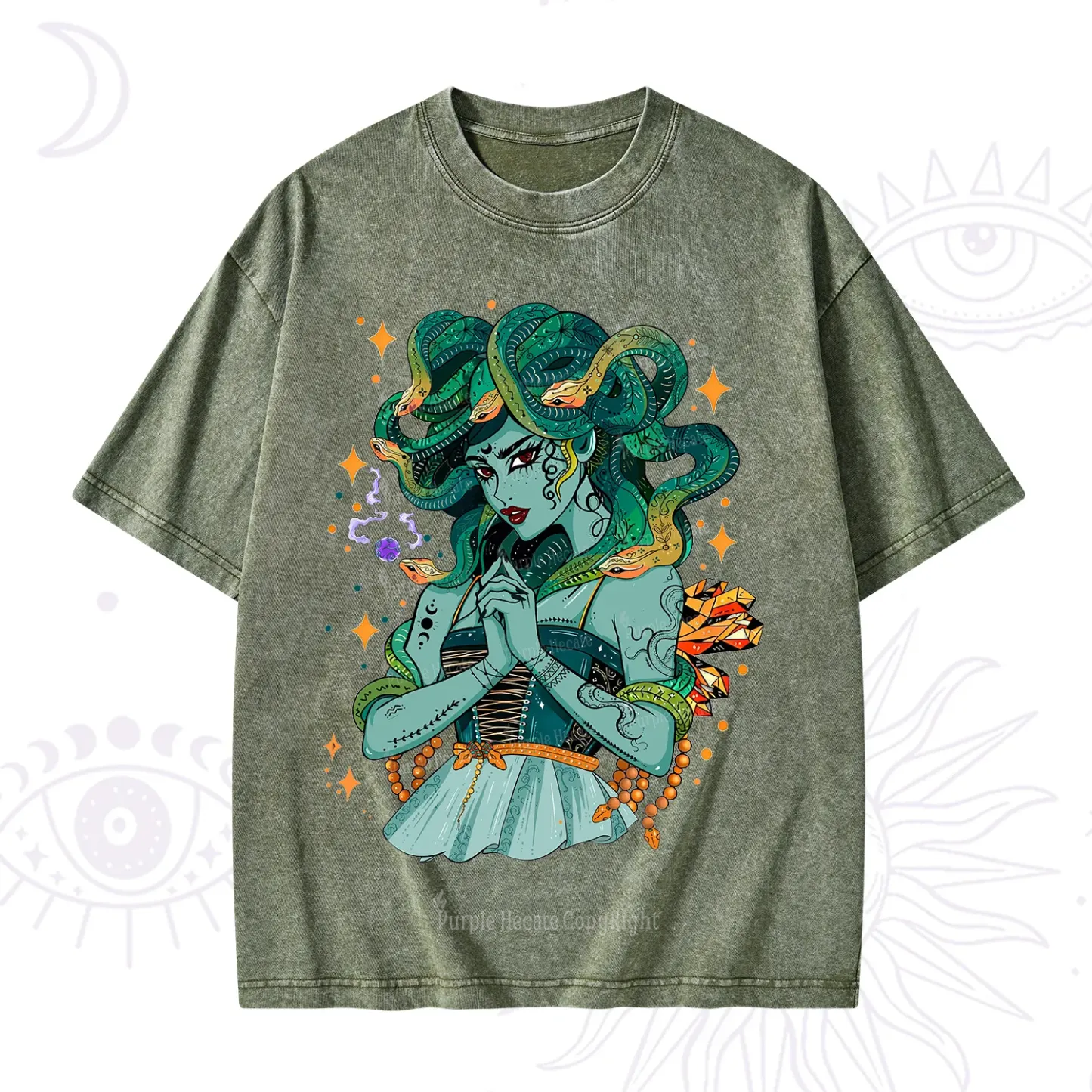 Purplehecate The Gorgon Medusa Washed T-Shirt