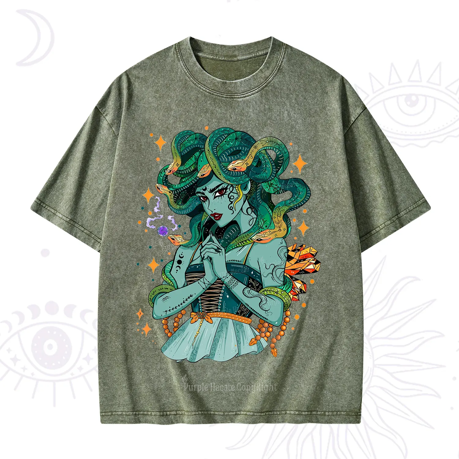Purplehecate The Gorgon Medusa Washed T-Shirt