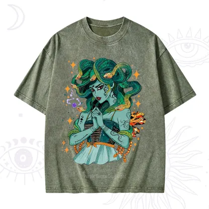 Purplehecate The Gorgon Medusa Washed T-Shirt