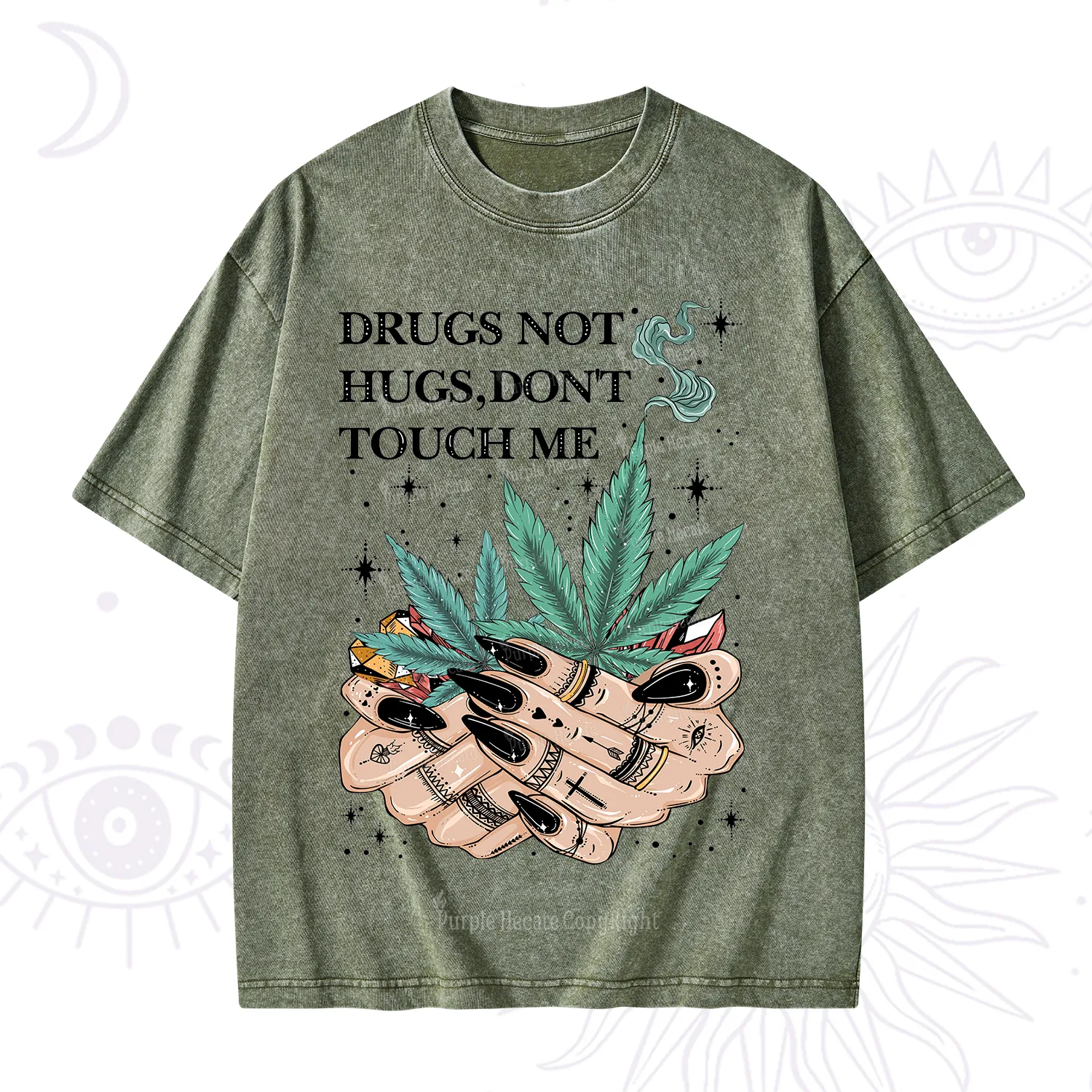 Purplehecate Drugs Not Hugs Washed T-Shirt