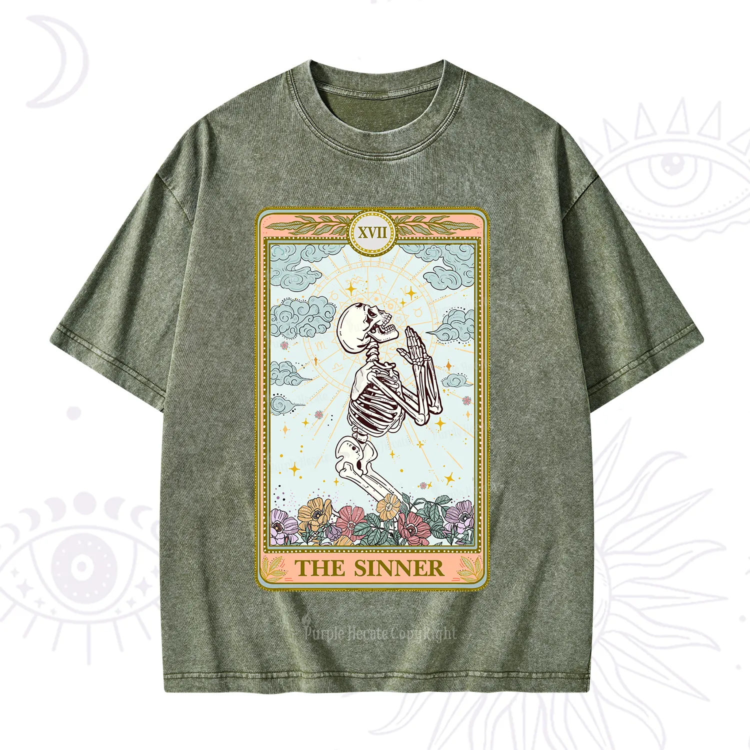 Purplehecate The Sinner Tarot Card Washed T-Shirt