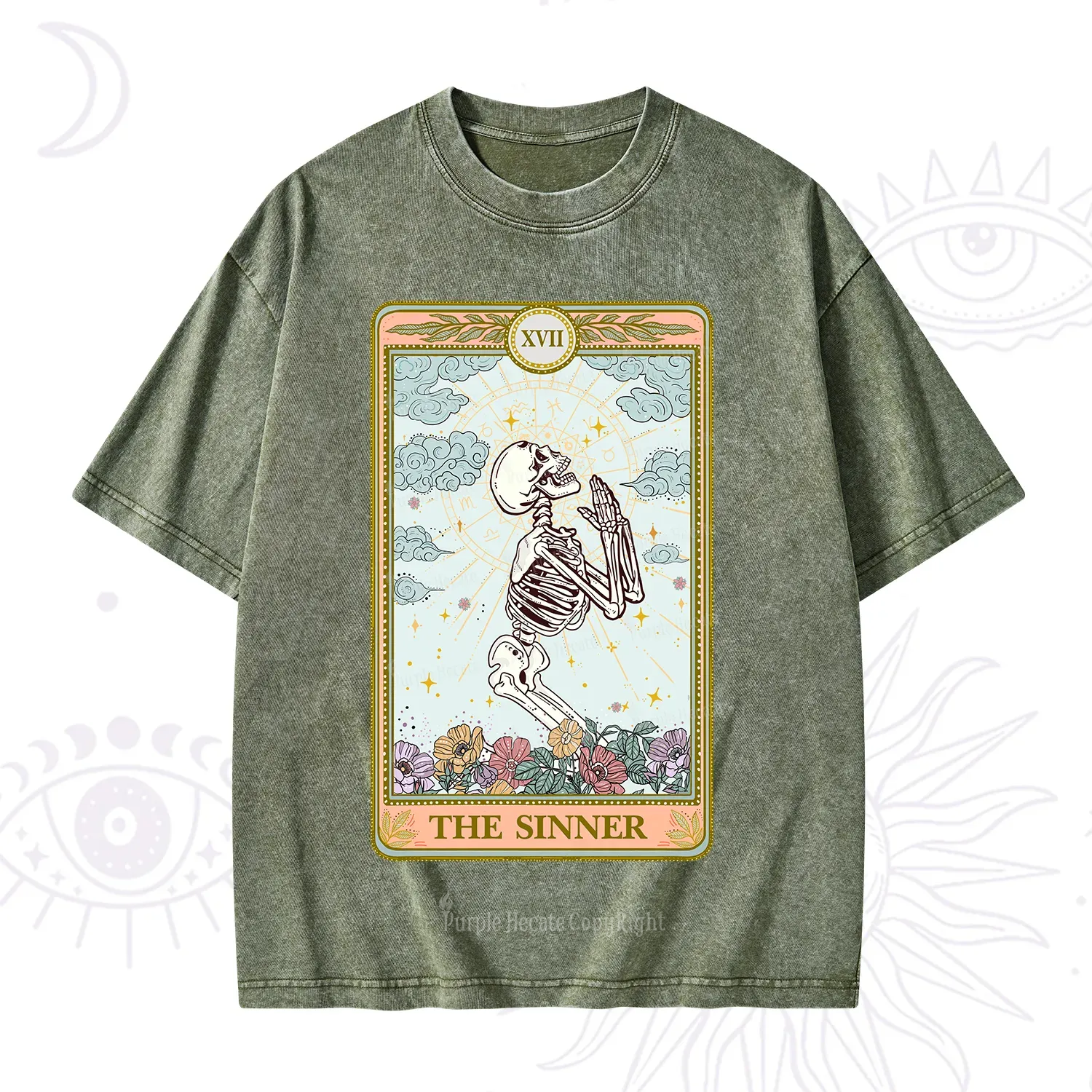 Purplehecate The Sinner Tarot Card Washed T-Shirt