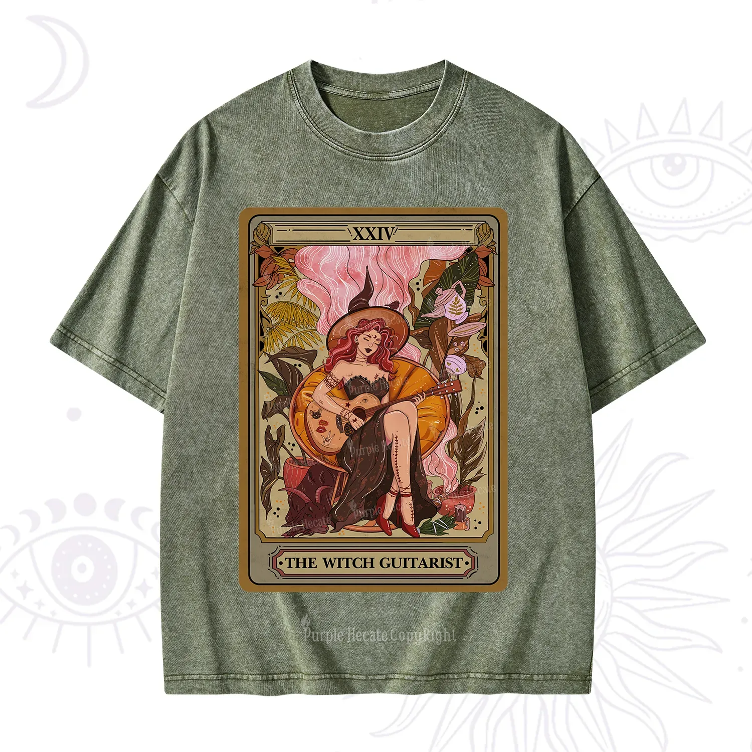 Purplehecate The Witch Guitarist Tarot Washed T-Shirt