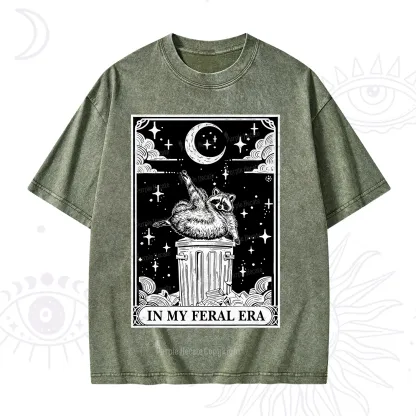 Purplehecate In My Feral Era Raccoon Tarot Washed T-Shirt