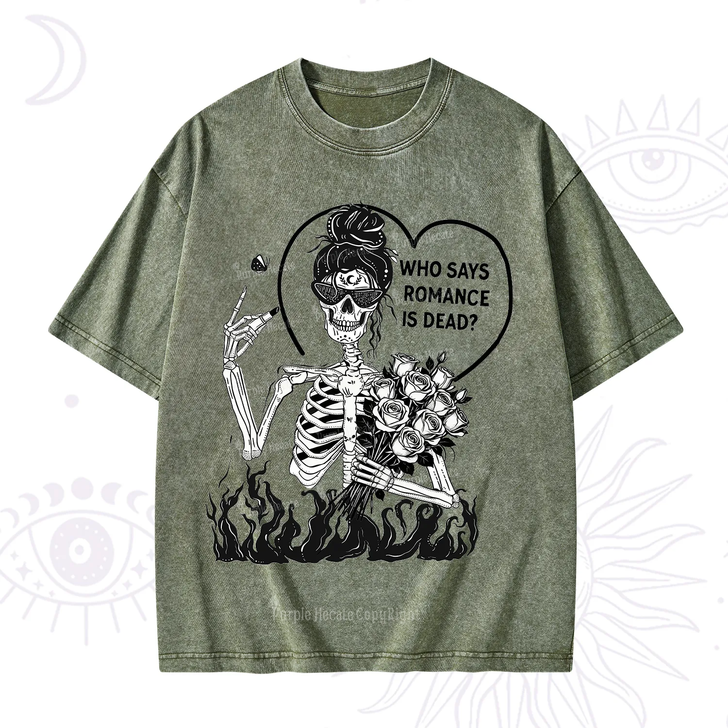 Purplehecate Who Says Romnace Is Dead Washed T-Shirt