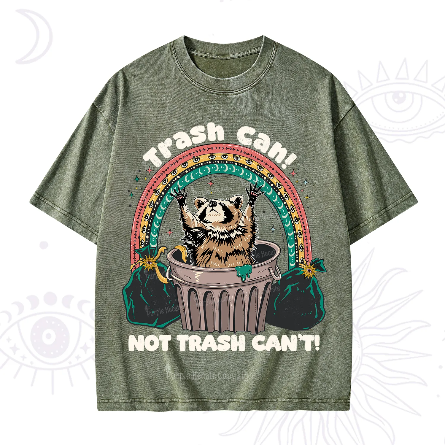 Purplehecate Trash Can Not Trash Can't Raccoon Washed T-Shirt