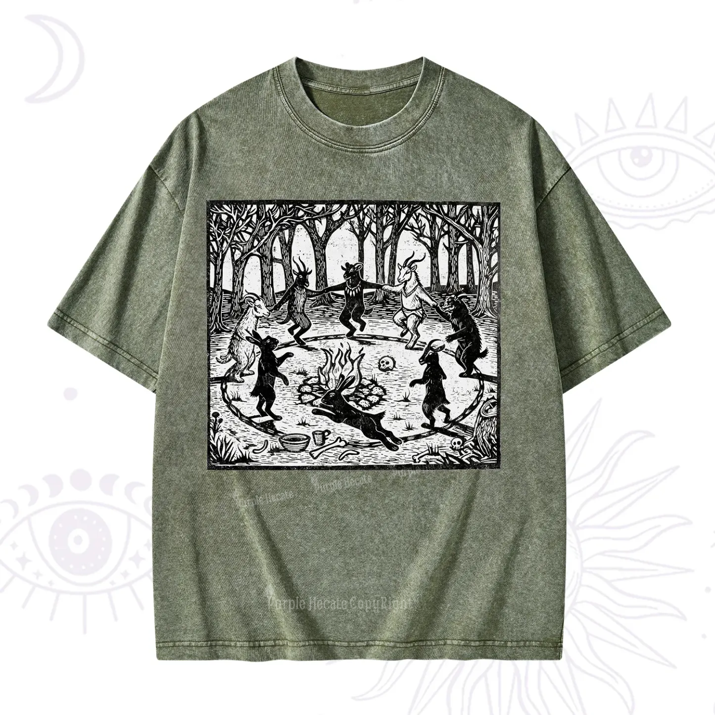 Purplehecate Woodland Rites of the Black Goat Washed T-Shirt
