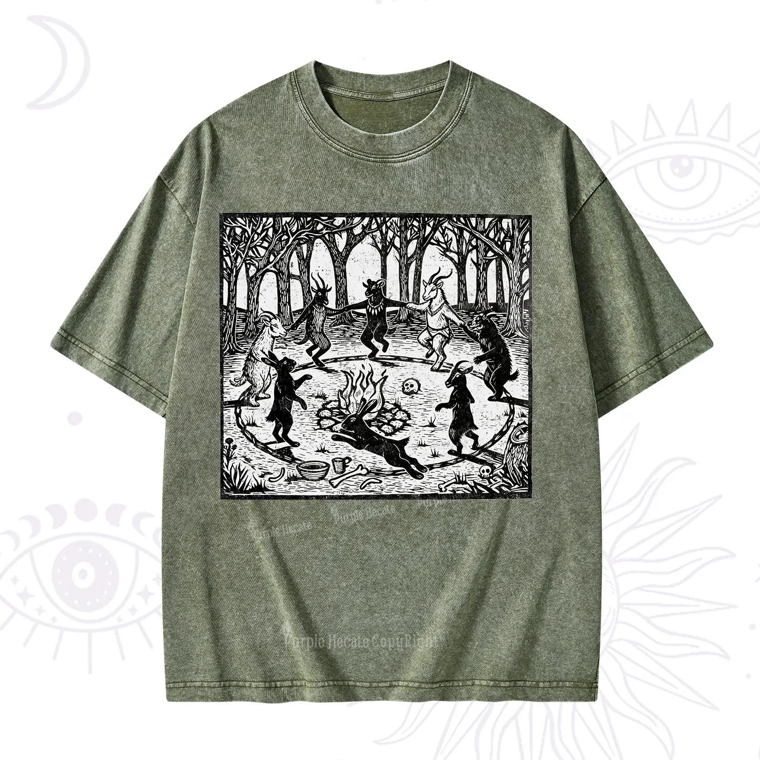 Purplehecate Woodland Rites of the Black Goat Washed T-Shirt
