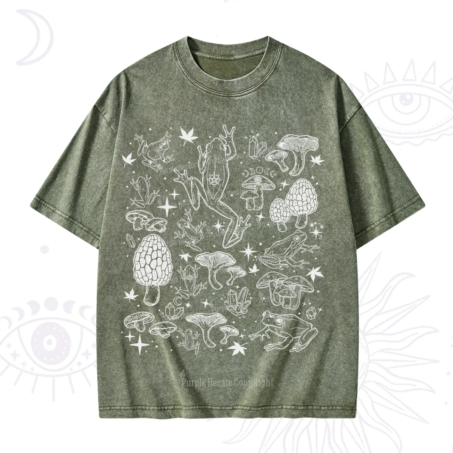 Purplehecate Frog and Mushroom Washed T-Shirt